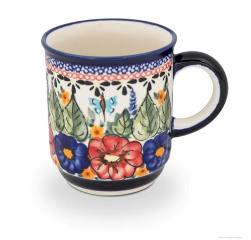 Bunzlauer keramik Becher 250ml – Handbemalte Kaffeetasse mit rundem Henkel, Ø 8 cm, H 9 cm, klassische traditionelle Form (Dekor ART-149) von Bunzlauer keramik