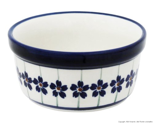 Original Bunzlauer Keramik Dessertschale Ø9,0cm Creme Brulee Soufflee-Förmchen Ragout fin Dip Schale Würzfleisch Auflaufform-Schälchen mit 100 ml für Desserts, Muffins, Pasteten im Dekor 166a von Bunzlauer keramik