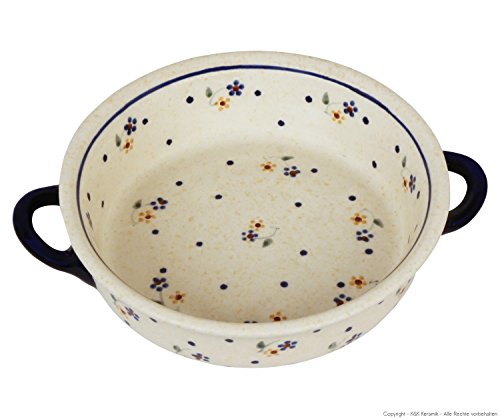Original Bunzlauer Keramik Kasserolle/Auflaufform Ø=18.8 cm V=0.45 Liter mit Dekor Innen im Dekor 111 von Bunzlauer keramik