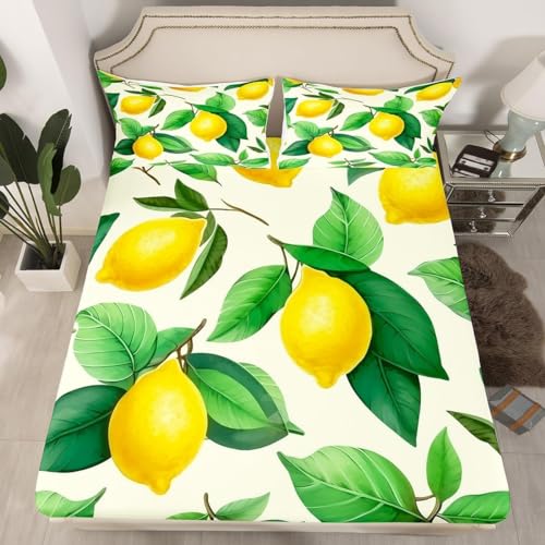 3D Spannbettlaken 140x200 Zitrone Bettlaken Weiches Atmungsaktiv Spannbetttücher Zitrone Mikrofaser Spannbetttuch Tiefe Tasche 30 cm Mit 2 Kissenbezügen 80x80 cm i5968 3D Spannbettlaken 140x200 Zitrone Bettlaken Weiches Atmungsaktiv Spannbetttücher Zitrone Mikrofaser Spannbetttuch Tiefe Tasche 30 cm Mit 2 Kissenbezügen 80x80 cm i5968 von Buohwiwe