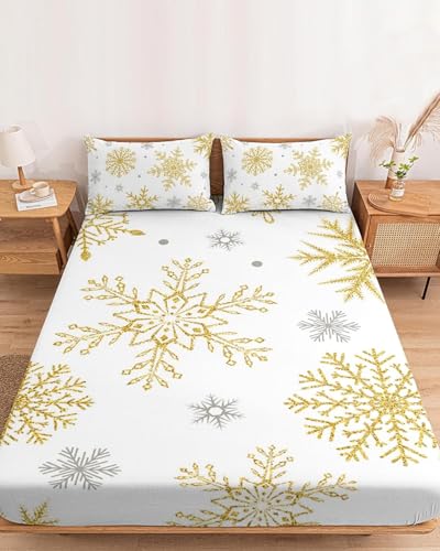 3D Spannbettlaken 90x200 Schneeflocke Bettlaken Weiches Atmungsaktiv Spannbetttücher Schneeflocke Mikrofaser Spannbetttuch Tiefe Tasche 30 cm Mit 2 Kissenbezügen 80x80 cm ii8937 3D Spannbettlaken 90x200 Schneeflocke Bettlaken Weiches Atmungsaktiv Spannbetttücher Schneeflocke Mikrofaser Spannbetttuch Tiefe Tasche 30 cm Mit 2 Kissenbezügen 80x80 cm ii8937 von Buohwiwe