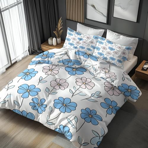 Bettwäsche 135x200 4teilig Blaue und Rosa Blüten Bettbezug 135 x 200 cm Partnerbettwäsche-Set 3D Cartoon Weich Mikrofaser Wendebettwäsche mit Reißverschluss und 2 Kissenbezüge a.1871 Bettwäsche 135x200 4teilig Blaue und Rosa Blüten Bettbezug 135 x 200 cm Partnerbettwäsche-Set 3D Cartoon Weich Mikrofaser Wendebettwäsche mit Reißverschluss und 2 Kissenbezüge a.1871 von Buohwiwe