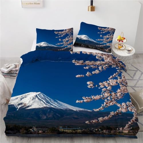 Bettwäsche 135x200 4teilig Japanischer Stil Bettbezug 135 x 200 cm Partnerbettwäsche-Set 3D Fuji, Kirschblüten Weich Mikrofaser Wendebettwäsche mit Reißverschluss und 2 Kissenbezüge a.1808 Bettwäsche 135x200 4teilig Japanischer Stil Bettbezug 135 x 200 cm Partnerbettwäsche-Set 3D Fuji, Kirschblüten Weich Mikrofaser Wendebettwäsche mit Reißverschluss und 2 Kissenbezüge a.1808 von Buohwiwe