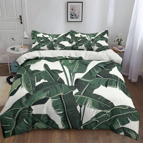 Bettwäsche 140x200 Bananenblätter Bettbezug 140 x 200 cm 3 Teilig Wendebettwäsche 3D Grüne Pflanzen Weich Mikrofaser Bettwäsche-Sets mit Reißverschluss und 2 Kissenbezüge a.1774 Bettwäsche 140x200 Bananenblätter Bettbezug 140 x 200 cm 3 Teilig Wendebettwäsche 3D Grüne Pflanzen Weich Mikrofaser Bettwäsche-Sets mit Reißverschluss und 2 Kissenbezüge a.1774 von Buohwiwe