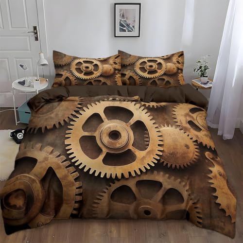 Bettwäsche 200x200 Goldene Industriezahnräder Bettbezug 200 x 200 cm 3 Teilig Wendebettwäsche 3D Vintage-Stil Weich Mikrofaser Bettwäsche-Sets mit Reißverschluss und 2 Kissenbezüge a.1846 Bettwäsche 200x200 Goldene Industriezahnräder Bettbezug 200 x 200 cm 3 Teilig Wendebettwäsche 3D Vintage-Stil Weich Mikrofaser Bettwäsche-Sets mit Reißverschluss und 2 Kissenbezüge a.1846 von Buohwiwe