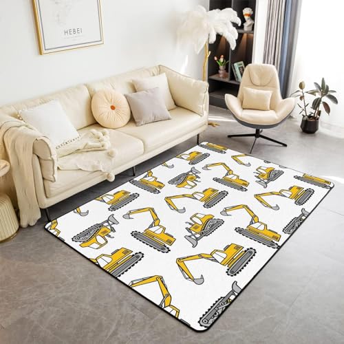 Buohwiwe 3D Teppich Bagger - Modern Schlafzimmer Flanell Teppich Bagger Wohnzimmer Teppich - Dekoration Carpet rutschfeste Teppiche 80x160 cm E1534 von Buohwiwe