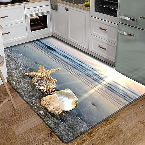 Buohwiwe 3D Teppich Blick Auf Den Strand Und Das Meer - Modern Schlafzimmer Flanell Teppich Blick Auf Den Strand Und Das Meer Wohnzimmer Teppich - Dekoration Carpet rutschfeste Teppiche 80x160 cm von Buohwiwe