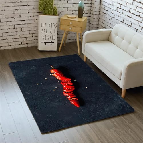 Buohwiwe 3D Teppich Chili - Modern Schlafzimmer Flanell Teppich Chili Wohnzimmer Teppich - Dekoration Carpet rutschfeste Teppiche 80x160 cm n1030 von Buohwiwe