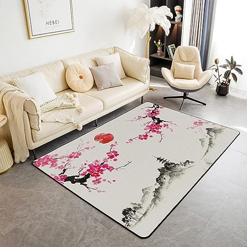 Buohwiwe 3D Teppich Japanischer Stil - Modern Schlafzimmer Flanell Teppich Japanischer Stil Wohnzimmer Teppich - Dekoration Carpet rutschfeste Teppiche 100x150 cm von Buohwiwe