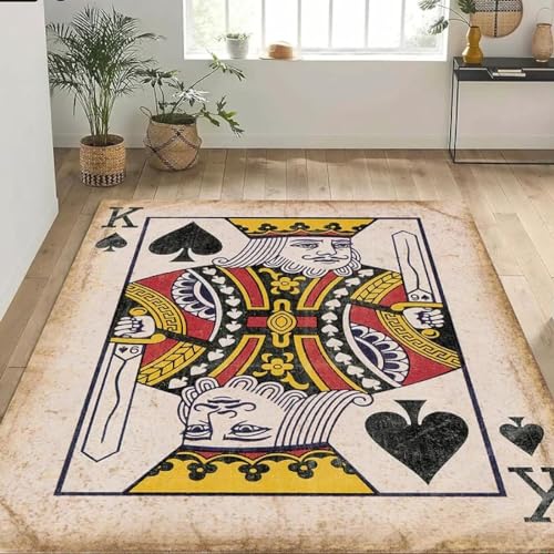 Buohwiwe 3D Teppich Kartenspielen - Modern Schlafzimmer Flanell Teppich Kartenspielen Wohnzimmer Teppich - Dekoration Carpet rutschfeste Teppiche 100x150 cm von Buohwiwe