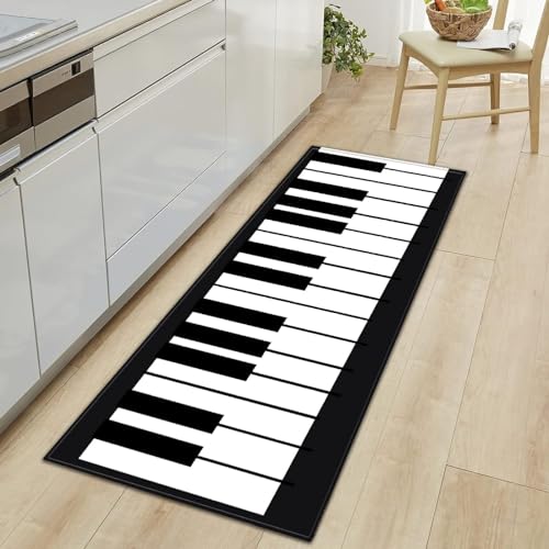 Buohwiwe 3D Teppich Klaviertastatur - Modern Schlafzimmer Flanell Teppich Klaviertastatur Wohnzimmer Teppich - Dekoration Carpet rutschfeste Teppiche 80x160 cm E394 von Buohwiwe