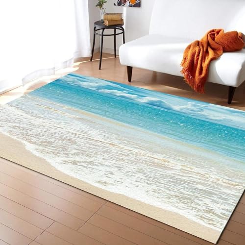 Buohwiwe 3D Teppich Meer - Modern Schlafzimmer Flanell Teppich Meer Wohnzimmer Teppich - Dekoration Carpet rutschfeste Teppiche 120 x 170 cm n2719 von Buohwiwe
