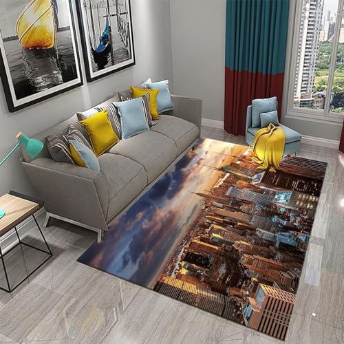 Buohwiwe 3D Teppich New York - Modern Schlafzimmer Flanell Teppich New York Wohnzimmer Teppich - Dekoration Carpet rutschfeste Teppiche 100x150 cm E479 von Buohwiwe