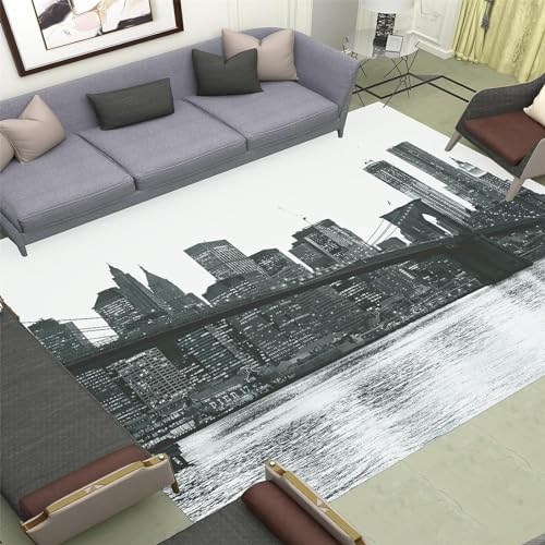 Buohwiwe 3D Teppich New York - Modern Schlafzimmer Flanell Teppich New York Wohnzimmer Teppich - Dekoration Carpet rutschfeste Teppiche 80x160 cm von Buohwiwe