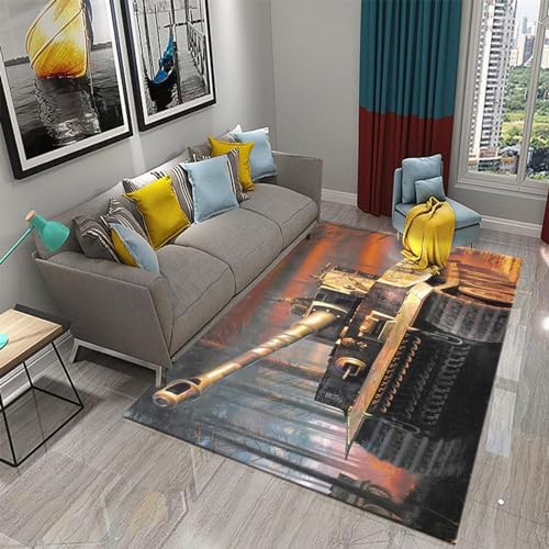 Buohwiwe 3D Teppich Panzer - Modern Schlafzimmer Flanell Teppich Panzer Wohnzimmer Teppich - Dekoration Carpet rutschfeste Teppiche 60x120 cm E1845 von Buohwiwe