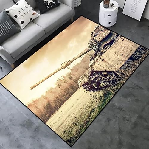 Buohwiwe 3D Teppich Panzer - Modern Schlafzimmer Flanell Teppich Panzer Wohnzimmer Teppich - Dekoration Carpet rutschfeste Teppiche 80x160 cm von Buohwiwe