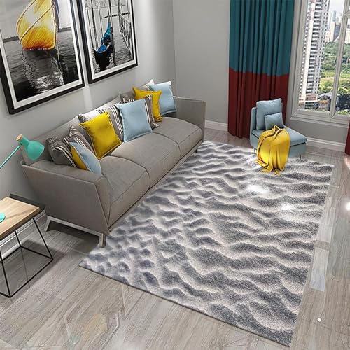 Buohwiwe 3D Teppich Sand - Modern Schlafzimmer Flanell Teppich Sand Wohnzimmer Teppich - Dekoration Carpet rutschfeste Teppiche 60x120 cm k1395 von Buohwiwe