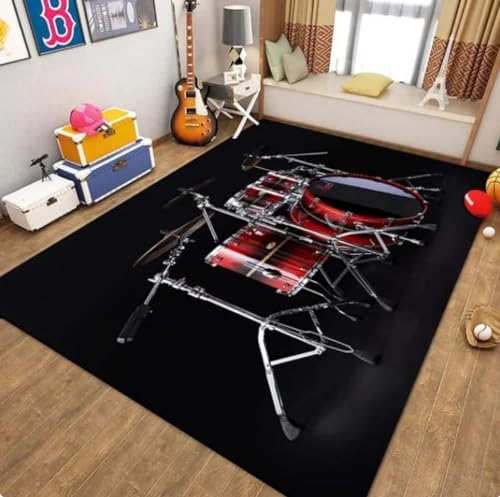 Buohwiwe 3D Teppich Schlagzeug - Modern Schlafzimmer Flanell Teppich Schlagzeug Wohnzimmer Teppich - Dekoration Carpet rutschfeste Teppiche 120 x 170 cm n1026 von Buohwiwe