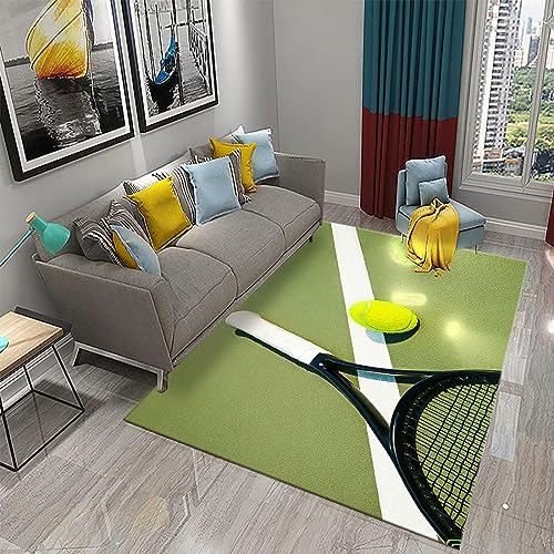 Buohwiwe 3D Teppich Tennis - Modern Schlafzimmer Flanell Teppich Tennis Wohnzimmer Teppich - Dekoration Carpet rutschfeste Teppiche 120 x 170 cm von Buohwiwe