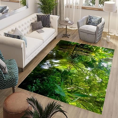 Buohwiwe 3D Teppich Tropischer Dschungel - Modern Schlafzimmer Flanell Teppich Tropischer Dschungel Wohnzimmer Teppich - Dekoration Carpet rutschfeste Teppiche 120 x 170 cm von Buohwiwe
