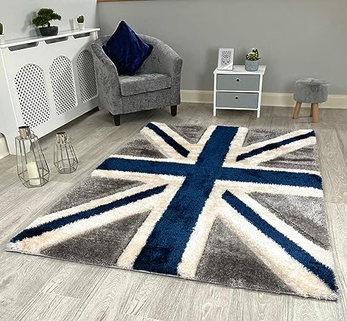 Buohwiwe 3D Teppich Union Jack - Modern Schlafzimmer Flanell Teppich Union Jack Wohnzimmer Teppich - Dekoration Carpet rutschfeste Teppiche 100x150 cm von Buohwiwe