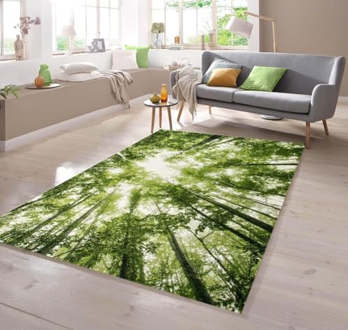 Buohwiwe 3D Teppich Wald - Modern Schlafzimmer Flanell Teppich Wald Wohnzimmer Teppich - Dekoration Carpet rutschfeste Teppiche 100x150 cm n3768 von Buohwiwe