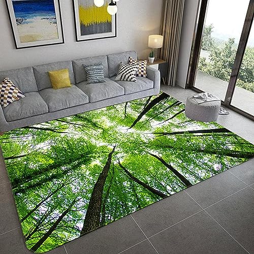 Buohwiwe 3D Teppich Wald - Modern Schlafzimmer Flanell Teppich Wald Wohnzimmer Teppich - Dekoration Carpet rutschfeste Teppiche 120 x 170 cm von Buohwiwe