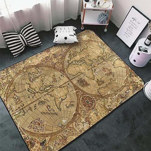 Buohwiwe 3D Teppich Weltkarte - Modern Schlafzimmer Flanell Teppich Weltkarte Wohnzimmer Teppich - Dekoration Carpet rutschfeste Teppiche 100x150 cm von Buohwiwe