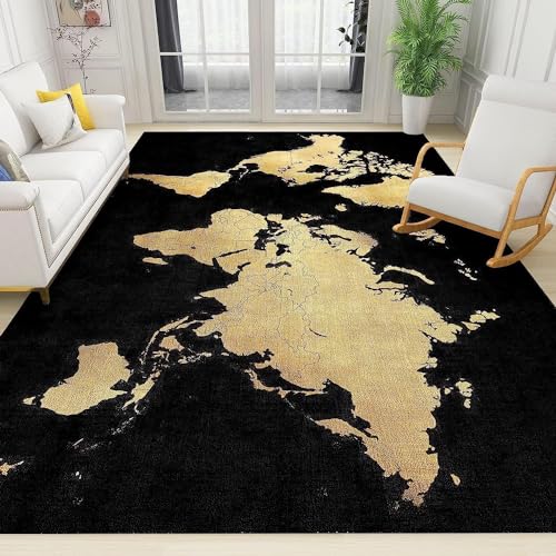 Buohwiwe 3D Teppich Weltkarte - Modern Schlafzimmer Flanell Teppich Weltkarte Wohnzimmer Teppich - Dekoration Carpet rutschfeste Teppiche 120 x 170 cm n1446 von Buohwiwe