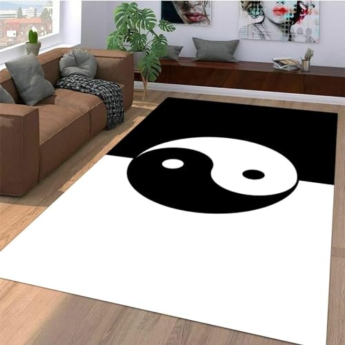 Buohwiwe 3D Teppich Yin Und Yang - Modern Schlafzimmer Flanell Teppich Yin Und Yang Wohnzimmer Teppich - Dekoration Carpet rutschfeste Teppiche 80x160 cm von Buohwiwe