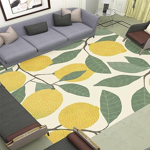 Buohwiwe 3D Teppich Zitrone - Modern Schlafzimmer Flanell Teppich Zitrone Wohnzimmer Teppich - Dekoration Carpet rutschfeste Teppiche 80x160 cm von Buohwiwe