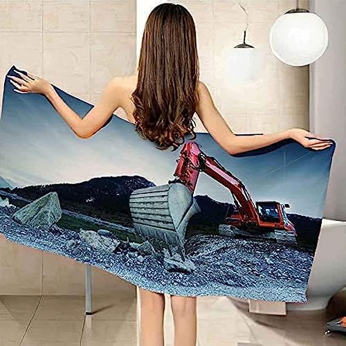 Buohwiwe Bagger Strandtuch Groß 100x200 cm, Weich Schnell Trocknen Microfaser Handtücher, 3D Strandhandtuch Bagger Strandtücher Badetuch Strandlaken Handtuch Herren Frauen Badetücher von Buohwiwe