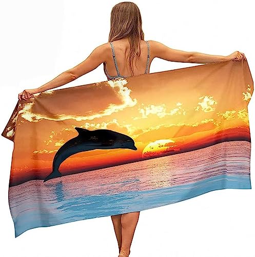 Buohwiwe Delfin Strandtuch Groß 150x200 cm, Weich Schnell Trocknen Microfaser Handtücher, 3D Strandhandtuch Delfin Strandtücher Badetuch Strandlaken Handtuch Herren Frauen Badetücher von Buohwiwe