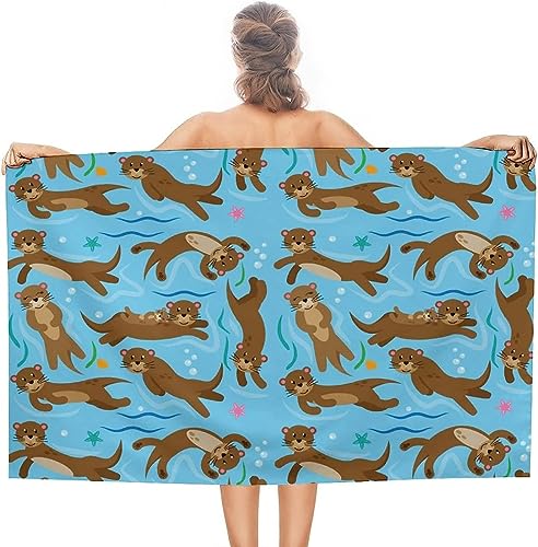 Buohwiwe Mikrofaser Strandtuch Otter Handtuch Groß 70x150 cm Cartoon-Tiere Strandtuch 3D Badetuch Strandhandtuch Schnell Trocknendes Weiches Strandlaken, Saunatuch, Reisehandtuch von Buohwiwe