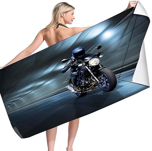 Buohwiwe Motorrad Strandtuch 90x180 cm, Weich Schnell Trocknen Microfaser Handtücher, 3D Strandhandtuch Motorrad Strandtücher Badetuch Strandlaken Handtuch Herren Frauen Badetücher von Buohwiwe