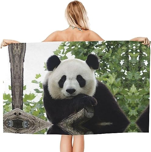 Buohwiwe Panda Strandtuch Groß 100x200 cm, Weich Schnell Trocknen Microfaser Handtücher, 3D Strandhandtuch Panda Strandtücher Badetuch Strandlaken Handtuch Herren Frauen Badetücher von Buohwiwe
