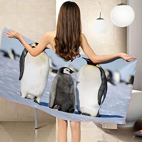 Buohwiwe Pinguin Strandtuch 70x150 cm, Weich Schnell Trocknen Microfaser Handtücher, Kinder 3D Strandhandtuch Pinguin Strandtücher Badetuch Strandlaken Handtuch Herren Frauen Badetücher von Buohwiwe