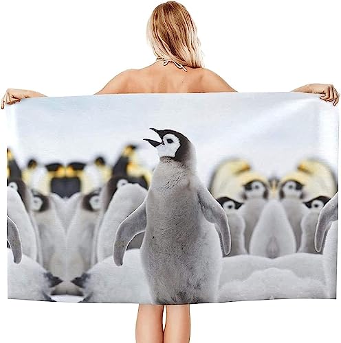Buohwiwe Pinguin Strandtuch 70x150 cm, Weich Schnell Trocknen Microfaser Handtücher, Kinder 3D Strandhandtuch Pinguin Strandtücher Badetuch Strandlaken Handtuch Herren Frauen Badetücher von Buohwiwe