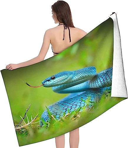 Buohwiwe Schlange Strandtuch 90x180 cm, Weich Schnell Trocknen Microfaser Handtücher, 3D Strandhandtuch Schlange Strandtücher Badetuch Strandlaken Handtuch Herren Frauen Badetücher von Buohwiwe