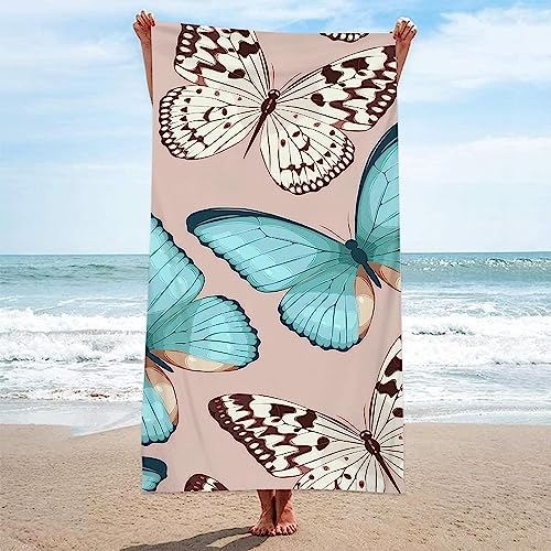 Buohwiwe Schmetterling Strandtuch 70x150 cm, Weich Schnell Trocknen Microfaser Handtücher, Kinder 3D Strandhandtuch Schmetterling Strandtücher Badetuch Strandlaken Handtuch Herren Frauen Badetücher von Buohwiwe