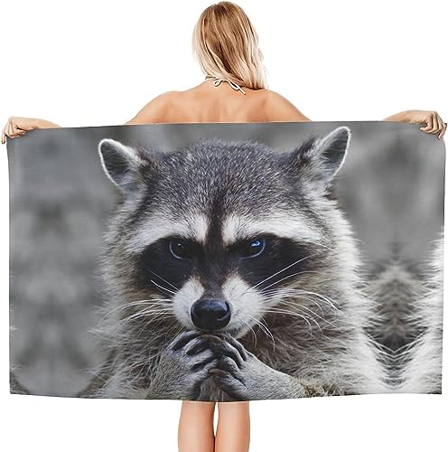 Buohwiwe Waschbär Strandtuch 90x180 cm, Weich Schnell Trocknen Microfaser Handtücher, 3D Strandhandtuch Waschbär Strandtücher Badetuch Strandlaken Handtuch Herren Frauen Badetücher von Buohwiwe