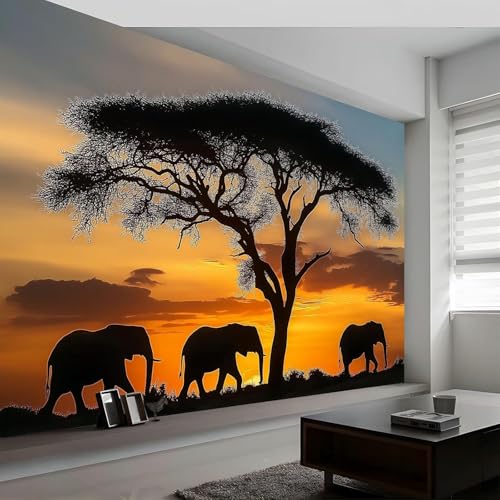 Fototapete Afrikanische Tierwelt Tapete 400 x 280 cm (WxH) Fototapeten Schlafzimmer Wohnzimmer Moderne 3D Effekt Wandtapete Afrikanische Tiere Vliestapete Wand Dekoration Poster Foto Tapeten q.4566 von Buohwiwe