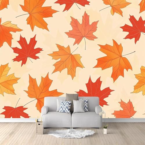 Fototapete Ahornblatt Tapete 200 x 140 cm (WxH) Fototapeten Schlafzimmer Wohnzimmer Moderne 3D Effekt Wandtapete Herbstliche Ahornblätter Vliestapete Wand Dekoration Poster Foto Tapeten q.4526 von Buohwiwe