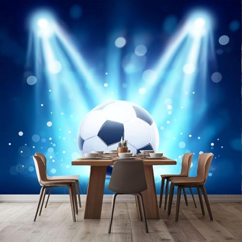 Fototapete Fußball Blau Tapete 350 x 256 cm (WxH) Fototapeten Schlafzimmer Wohnzimmer Moderne 3D Effekt Wandtapete Ballsport Vliestapete Wand Dekoration Poster Foto Tapeten q.3611 von Buohwiwe
