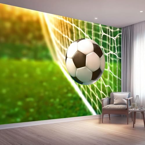 Fototapete Fußball Tapete 350 x 256 cm (WxH) Fototapeten Schlafzimmer Wohnzimmer Moderne 3D Effekt Wandtapete Fußballplatz Tor Vliestapete Wand Dekoration Poster Foto Tapeten q.3620 von Buohwiwe