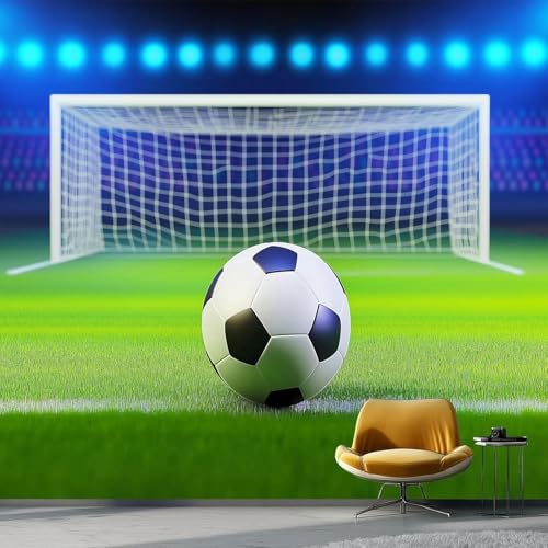 Fototapete Fußballtor Tapete 250 x 175 cm (WxH) Fototapeten Schlafzimmer Wohnzimmer Moderne 3D Effekt Wandtapete Sportbälle Vliestapete Wand Dekoration Poster Foto Tapeten q.4779 von Buohwiwe