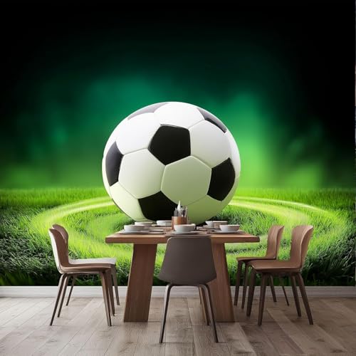 Fototapete Grün Fußball Tapete 350 x 256 cm (WxH) Fototapeten Schlafzimmer Wohnzimmer Moderne 3D Effekt Wandtapete Ballsport Vliestapete Wand Dekoration Poster Foto Tapeten q.5312 von Buohwiwe