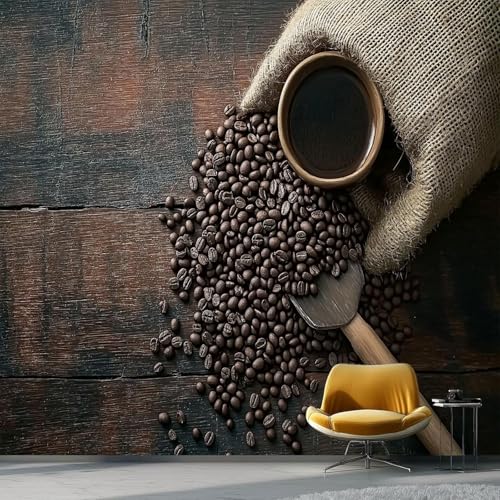 Fototapete Kaffee Tapete 250 x 175 cm (WxH) Fototapeten Schlafzimmer Wohnzimmer Moderne 3D Effekt Wandtapete Kaffeebohnen Vliestapete Wand Dekoration Poster Foto Tapeten q.4914 von Buohwiwe