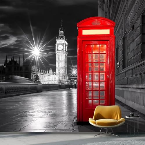 Fototapete London Tapete 400 x 280 cm (WxH) Fototapeten Schlafzimmer Wohnzimmer Moderne 3D Effekt Wandtapete London Bei Nacht Vliestapete Wand Dekoration Poster Foto Tapeten q.3450 von Buohwiwe