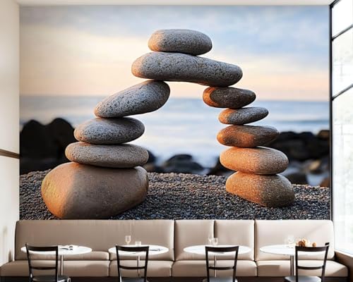 Fototapete Meeresstein Tapete 250 x 175 cm (WxH) Fototapeten Schlafzimmer Wohnzimmer Moderne 3D Effekt Wandtapete Strandstein Vliestapete Wand Dekoration Poster Foto Tapeten q.5409 von Buohwiwe